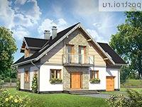 A-277-1K проект одноэтажного дома из кирпича с мансардой и гаражом размером 10 на 13 