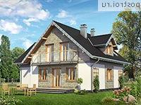 A-277-1K проект одноэтажного дома из кирпича с мансардой и гаражом размером 10 на 13 