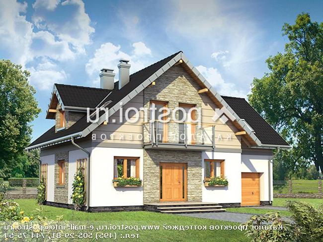 A-277-1K проект одноэтажного дома из кирпича с мансардой и гаражом размером 10 на 13 