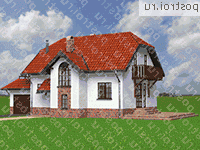 A-279-1K проект одноэтажного дома из кирпича с мансардой и гаражом размером 11 на 14  - вид слева