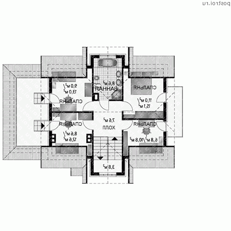 A-279-1K проект одноэтажного дома из кирпича с мансардой и гаражом размером 11 на 14  - мансарда