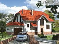 A-279-1K проект одноэтажного дома из кирпича с мансардой и гаражом размером 11 на 14 