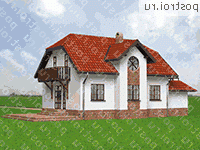 A-279-1K проект одноэтажного дома из кирпича с мансардой и гаражом размером 11 на 14  - вид сзади