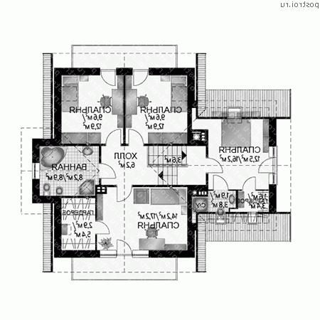 A-282-1P проект одноэтажного дома из пеноблоков с мансардой и гаражом размером 10 на 13  - мансарда