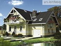 A-282-1P проект одноэтажного дома из пеноблоков с мансардой и гаражом размером 10 на 13 