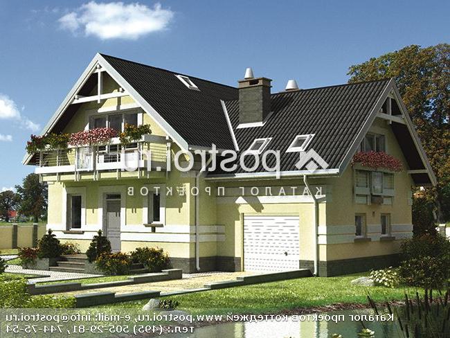 A-282-1P проект одноэтажного дома из пеноблоков с мансардой и гаражом размером 10 на 13 