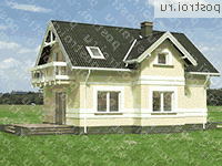 A-282-1P проект одноэтажного дома из пеноблоков с мансардой и гаражом размером 10 на 13  - вид справа