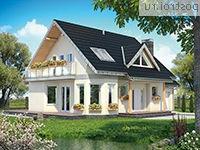 A-293-1K проект одноэтажного дома из кирпича с мансардой и гаражом размером 11 на 14 