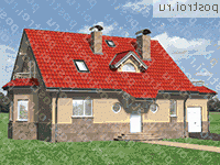 A-293-1P проект одноэтажного дома из пеноблоков с мансардой и гаражом размером 16 на 10  - вид спереди