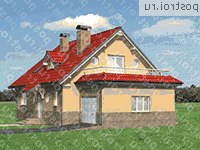 A-293-1P проект одноэтажного дома из пеноблоков с мансардой и гаражом размером 16 на 10  - вид слева