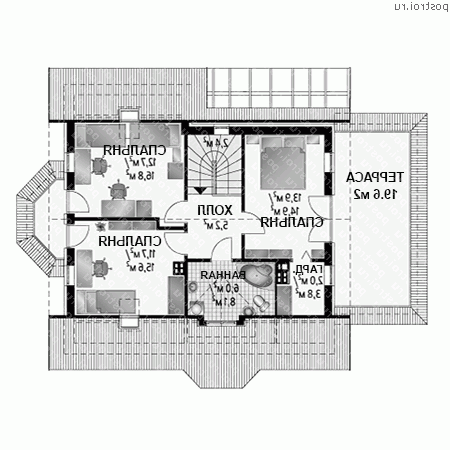 A-293-1P проект одноэтажного дома из пеноблоков с мансардой и гаражом размером 16 на 10  - мансарда
