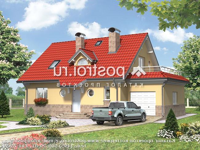 A-293-1P проект одноэтажного дома из пеноблоков с мансардой и гаражом размером 16 на 10 