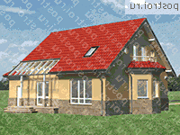 A-293-1P проект одноэтажного дома из пеноблоков с мансардой и гаражом размером 16 на 10  - вид справа