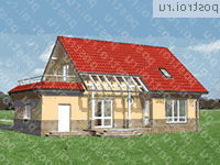 A-293-1P проект одноэтажного дома из пеноблоков с мансардой и гаражом размером 16 на 10  - вид сзади