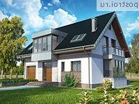 A-297-1P проект одноэтажного дома из пеноблоков с мансардой и гаражом размером 10 на 14 