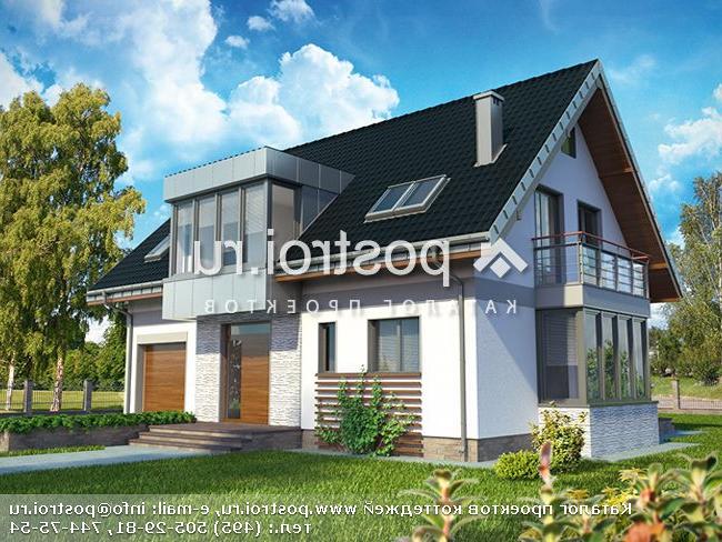 A-297-1P проект одноэтажного дома из пеноблоков с мансардой и гаражом размером 10 на 14 