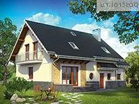 A-299-1P проект одноэтажного дома из пеноблоков с мансардой и гаражом размером 9 на 16 