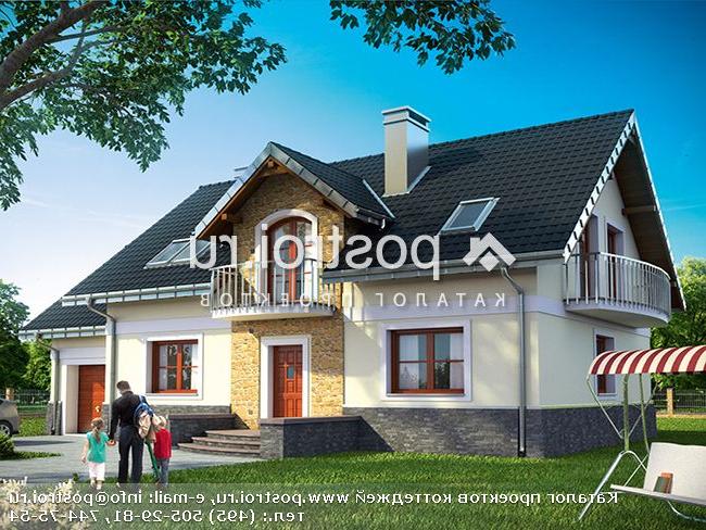 A-299-1P проект одноэтажного дома из пеноблоков с мансардой и гаражом размером 9 на 16 