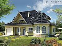 A-305-1P проект одноэтажного коттеджа из пенобетона с мансардой и гаражом размером 12 на 16 