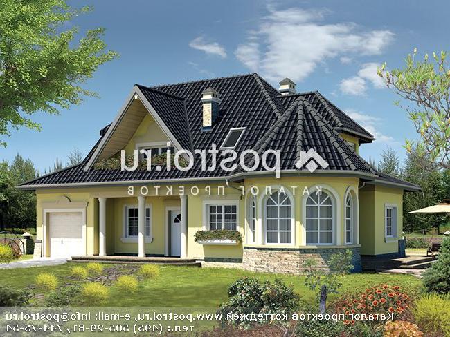 A-305-1P проект одноэтажного коттеджа из пенобетона с мансардой и гаражом размером 12 на 16 