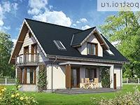 A-306-1P проект одноэтажного коттеджа из пенобетона с мансардой и гаражом размером 11 на 14 