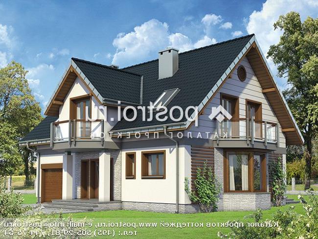 A-306-1P проект одноэтажного коттеджа из пенобетона с мансардой и гаражом размером 11 на 14 