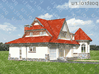 A-311-1K проект одноэтажного дома из кирпича с мансардой и гаражом размером 12 на 17  - вид справа