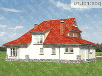 A-311-1K проект одноэтажного дома из кирпича с мансардой и гаражом размером 12 на 17  - вид сзади