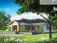 A-315-1P проект одноэтажного дома из пеноблоков с гаражом размером 18 на 16 