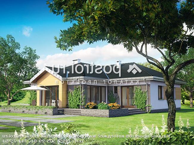 A-315-1P проект одноэтажного дома из пеноблоков с гаражом размером 18 на 16 