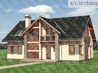 A-320-1P проект одноэтажного коттеджа из газобетона с мансардой размером 12 на 14  - вид сзади