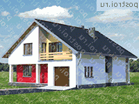 A-328-1K проект одноэтажного дома из кирпича с мансардой и гаражом размером 13 на 12  - вид слева