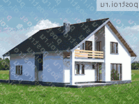 A-328-1K проект одноэтажного дома из кирпича с мансардой и гаражом размером 13 на 12  - вид сзади