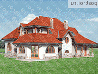 A-329-1P проект одноэтажного дома из газобетона с мансардой и гаражом размером 12 на 18  - вид сзади