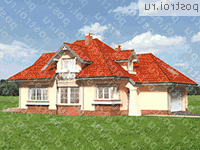 A-347-1P проект одноэтажного дома из газобетона с мансардой и гаражом размером 16 на 12  - вид спереди