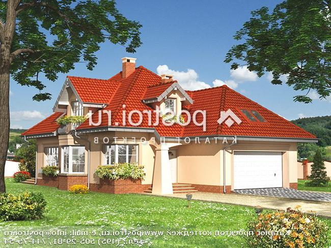 A-347-1P проект одноэтажного дома из газобетона с мансардой и гаражом размером 16 на 12 