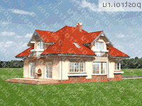 A-347-1P проект одноэтажного дома из газобетона с мансардой и гаражом размером 16 на 12  - вид справа