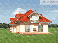 A-347-1P проект одноэтажного дома из газобетона с мансардой и гаражом размером 16 на 12  - вид сзади