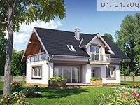 A-358-1P проект одноэтажного коттеджа из газобетона с мансардой размером 9 на 13 