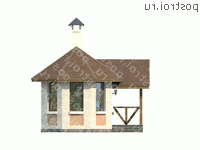 B-033-1P проект одноэтажной бани из пеноблока размером 9 на 6 - вид спереди