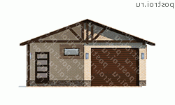 C-060-1P проект одноэтажного гаража из пеноблока размером 9 на 7  - вид спереди