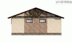 C-060-1P проект одноэтажного гаража из пеноблока размером 9 на 7  - вид сзади