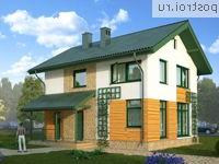 C-100-1P проект двухэтажного коттеджа из пенобетона размером 7 на 9