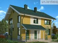 C-100-1P проект двухэтажного коттеджа из пенобетона размером 7 на 9