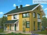 C-100-1P проект двухэтажного коттеджа из пенобетона размером 7 на 9