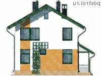 C-100-1P проект двухэтажного коттеджа из пенобетона размером 7 на 9 - вид справа