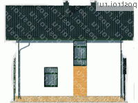 C-100-1P проект двухэтажного коттеджа из пенобетона размером 7 на 9 - вид сзади