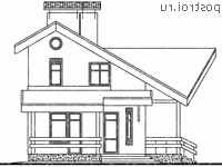 C-112-1K проект одноэтажного коттеджа из кирпича с мансардой размером 10 на 6  - вид спереди