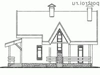 C-112-1K проект одноэтажного коттеджа из кирпича с мансардой размером 10 на 6  - вид слева