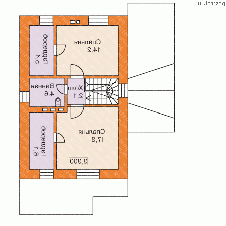 C-112-1K проект одноэтажного коттеджа из кирпича с мансардой размером 10 на 6  - мансарда